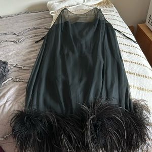 Vintage dress with feather trim